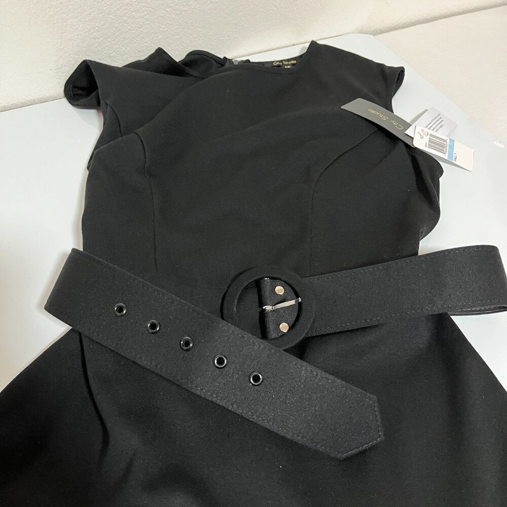 CITY STUDIO WOMEN'S KNEE-LENGTH BLACK BELTED DRESS-Size 5/6-NWT